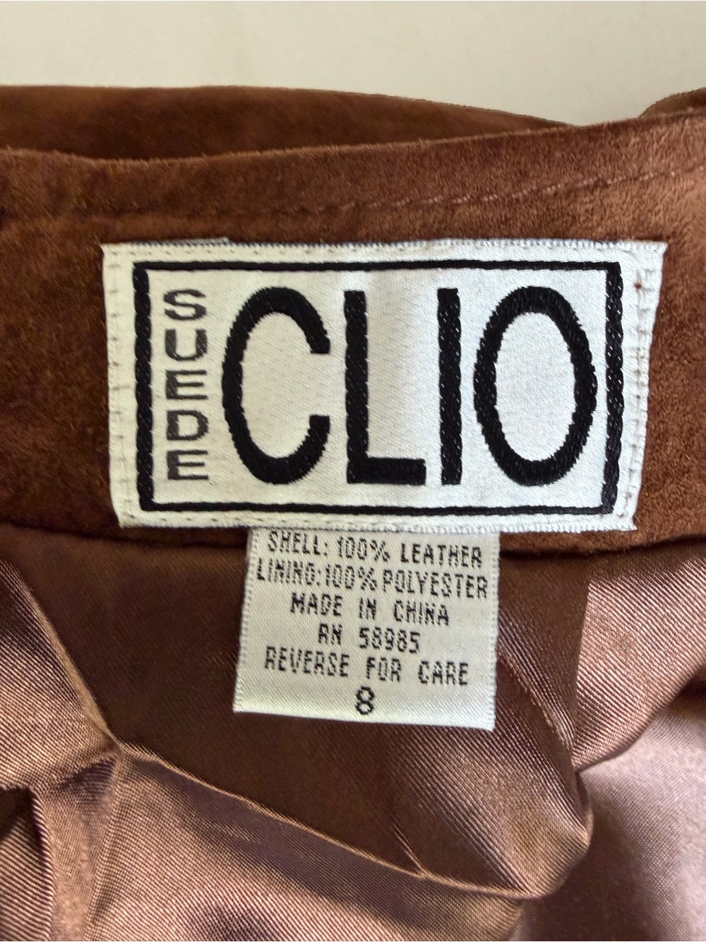 Vintage Clio 100% Leather Suede Western Camel Brown A-Line Midi Skirt - Picture 11 of 14